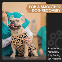 FUAMEY Recovery Suit for Dogs After Surgery,Soft Breathable Dog Bodysuit E-Collar & Cone Alternative Surgical Suit,Male Female Dog Neuter Spay Suits Anti Licking Wounds Onesie Brown Leopard XS