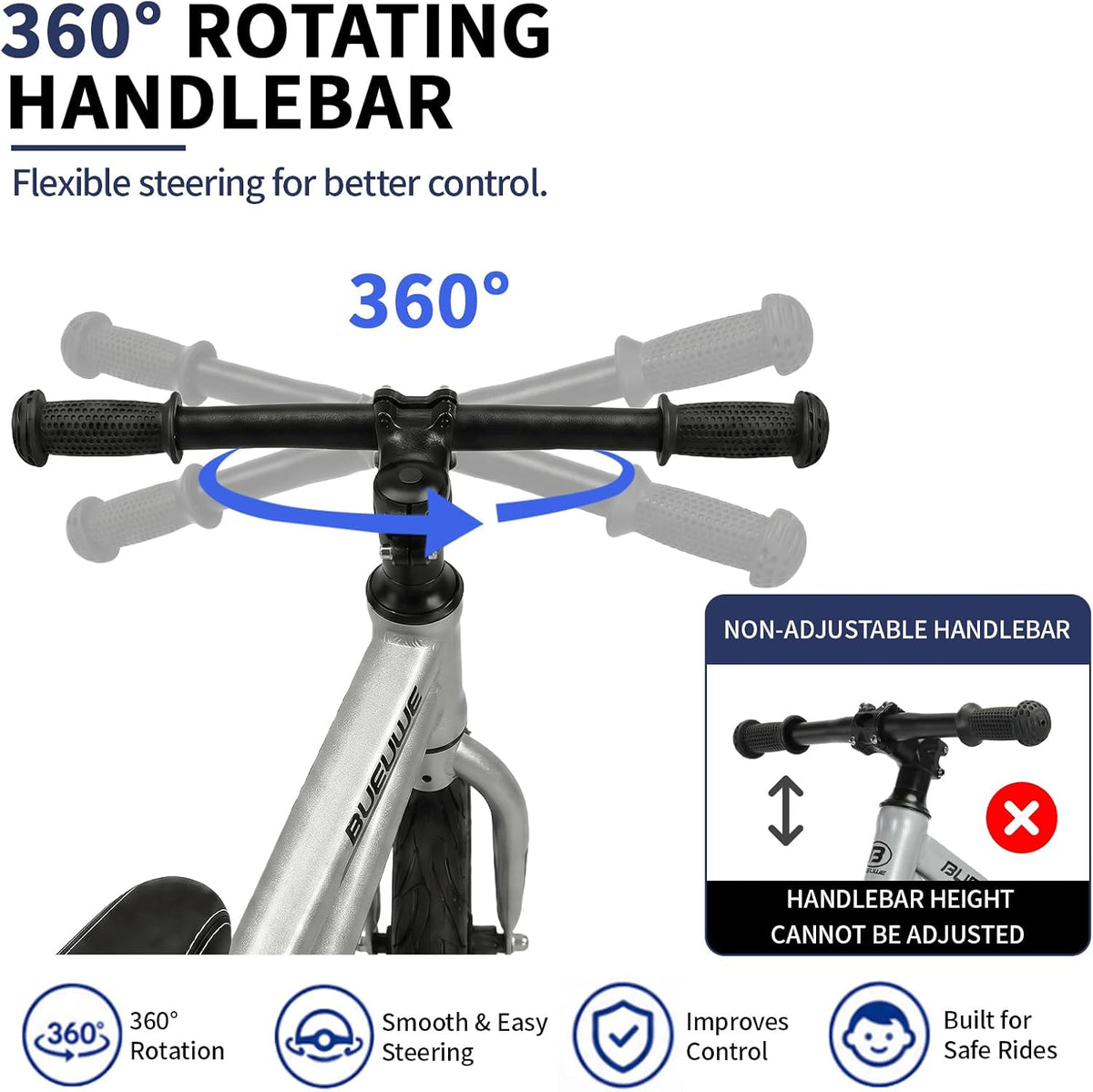 16 Inch Balance Bike for Big Kids Aged 4-8 Boys & Girls – Fun for Kids & Family - Silver - image 4