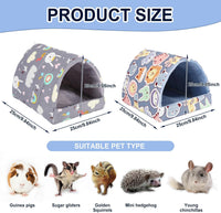 UPINS 2 Pack Guinea Pig Hideout, Washable Small Animal House Bed – Daily Care for Small Pets - 9.84 x 9.84 inch / Grey Dark Blue - image 2
