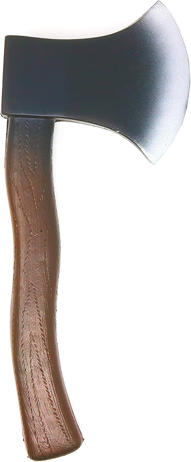 Skeleteen foam toy axe costume prop with a wood-look finish