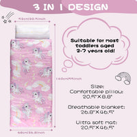 Toddler Nap Mat with Removable Pillow & Soft Blanket - Unicorn - image 2