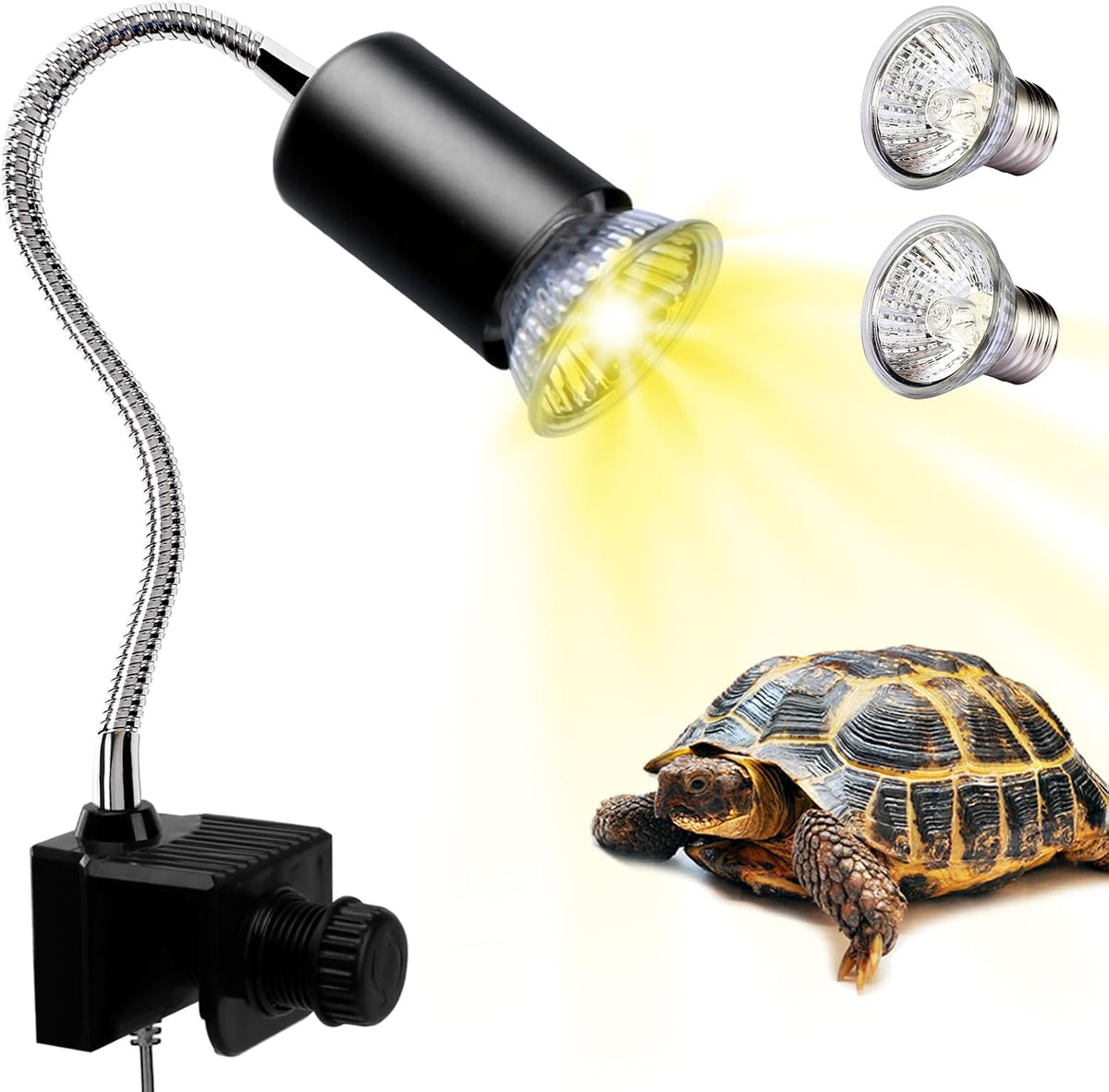 Reptile Heat Lamp, UVA UVB Light for Aquarium Turtle Tank - Lamp Holder B+2 Bulbs