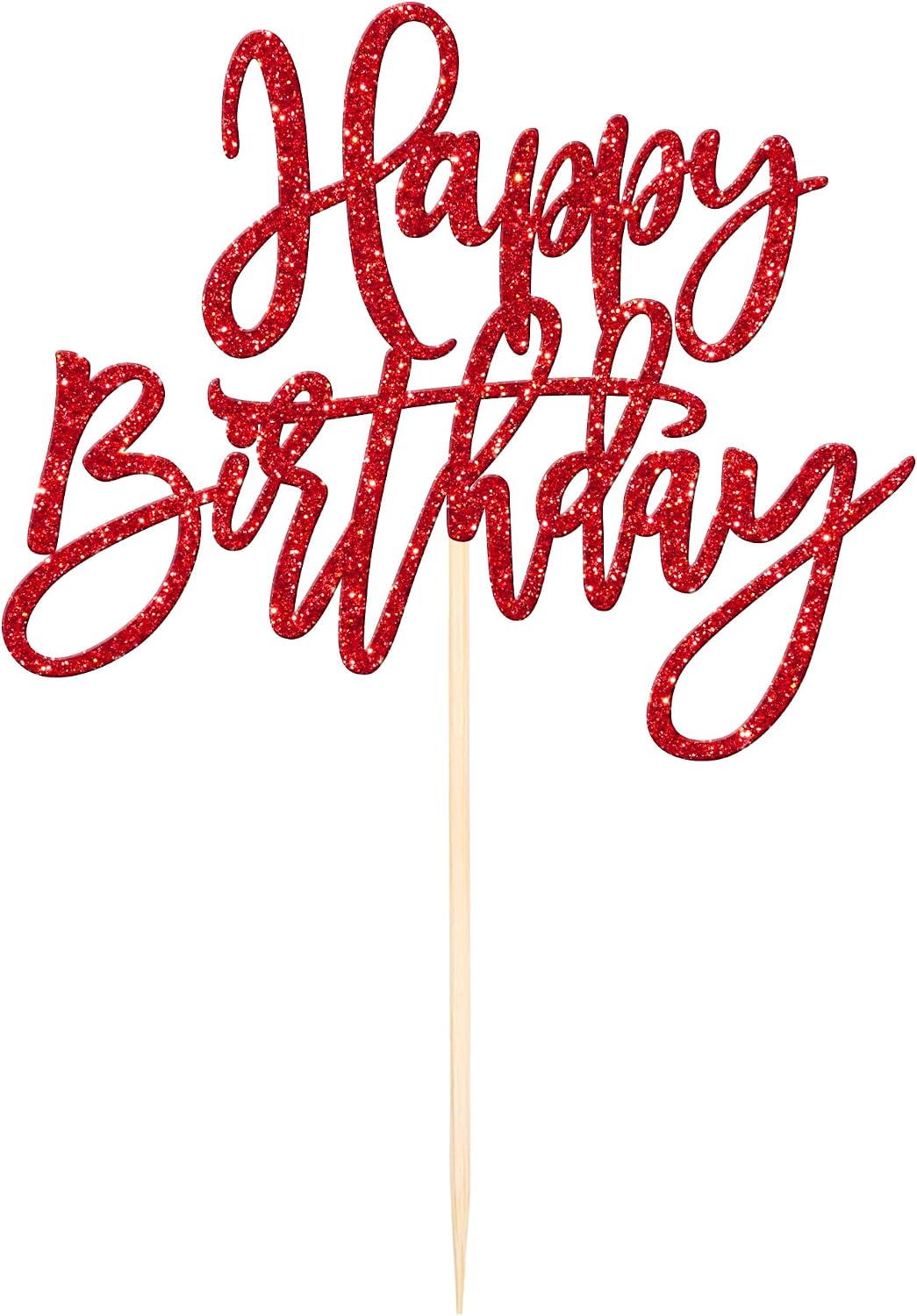 ZHUOWEISM 1 PCS Gold Happy Birthday & Anniversary Cake Topper – Fun for Kids & Family - Red - image 3