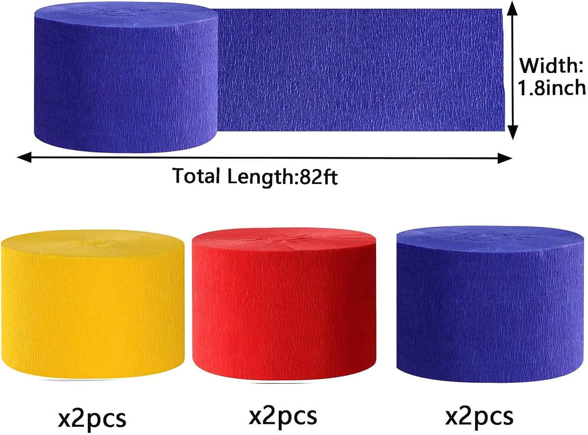 We Moment Dusty Blue Light Blue White Crepe Paper Streamers 1.8 Inch - Red Blue Yellow - image 2