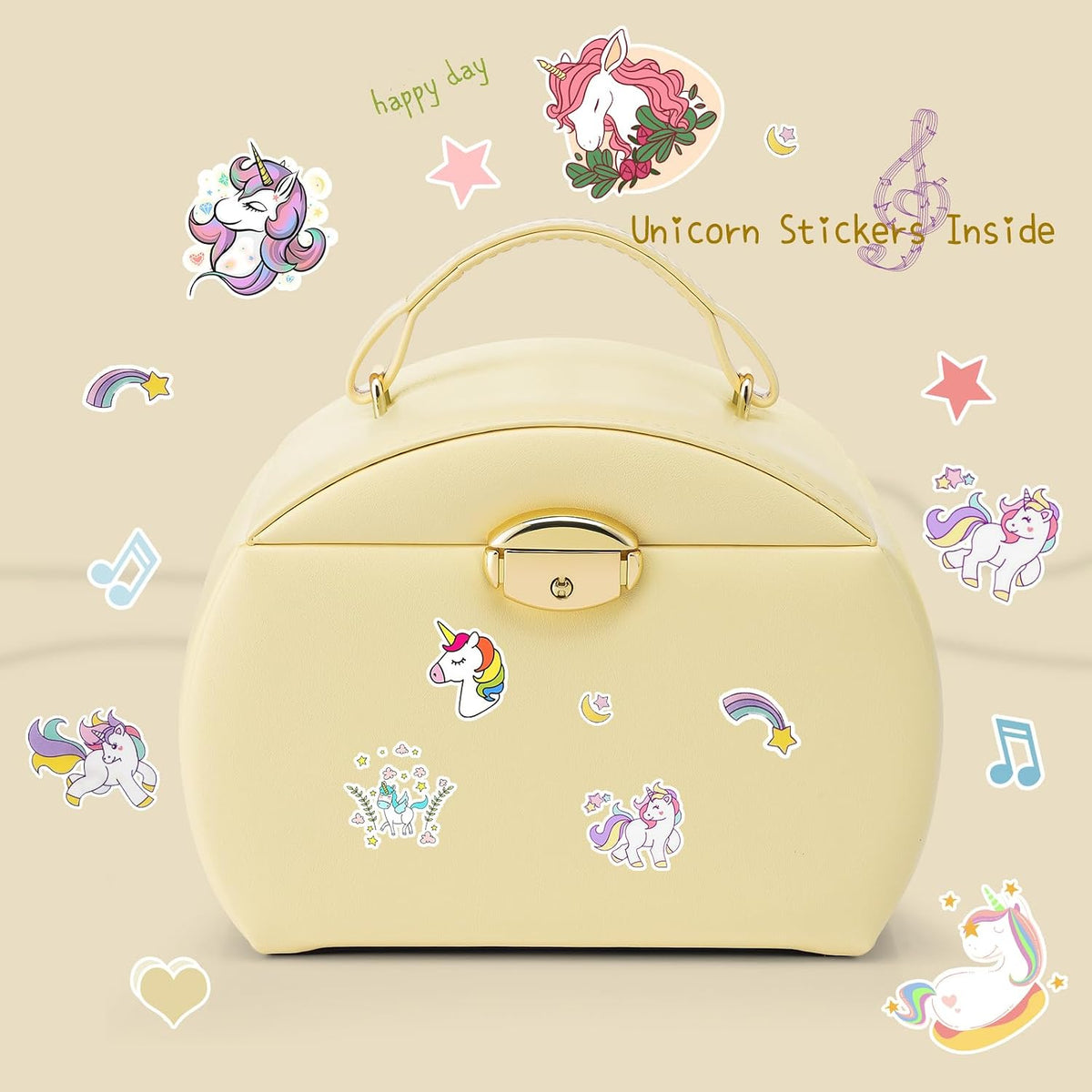 VLANDO 2 Layer Girls Musical Jewelry Box with Ballerina and Large - F.Yellow - image 3