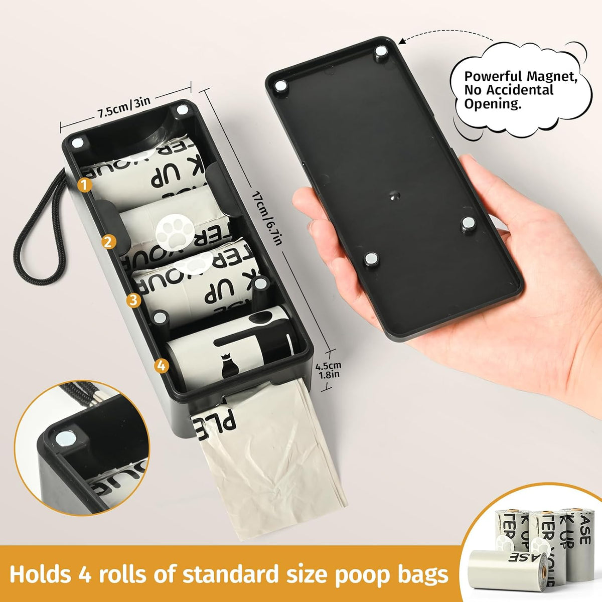 Dog Poop Bag Dispenser, Wall-Mounted Dog Bag dispenser Outdoor or Indoor for Doggy and Pets, Black - Black - image 3