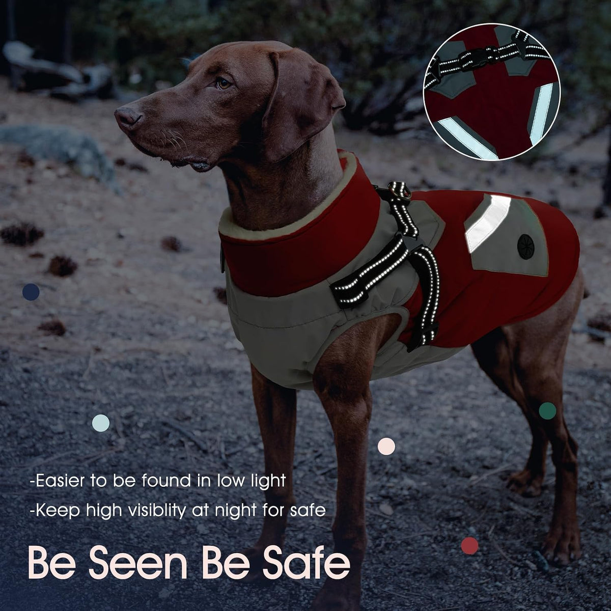 Dog Winter Coat with Harness Built in - XX-Large(Chest:35.4 in) / Red - image 4