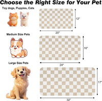 CooRug Checkered Dog Food Mat, Pet Feeding Mat 20" L x 12" W - Beige / 24"L x 16"W - image 2