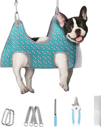 Supet Dog Grooming Hammock for Nail Trimming - S( Max 30 Lb:Leg space: 5.2"-12.2") / Coral Blue