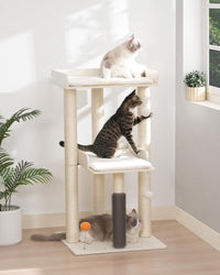 43.7" Modern Cat Tree for Large Cats, Quick One‑Person Assembly – Essentials for Cats - White / 23.6"L x 23.6"W x 43.7"H - image 3