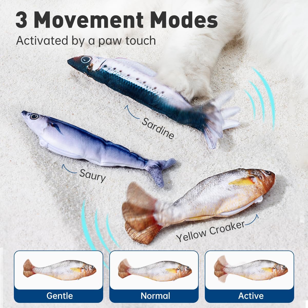 Petgravity Bite-Sized Realistic Flopping Fish Cat Toys - image 2