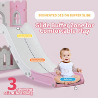 MOCUTEEN toddler slide with climber, basketball hoop, telescope and wide wave slideway - view 4