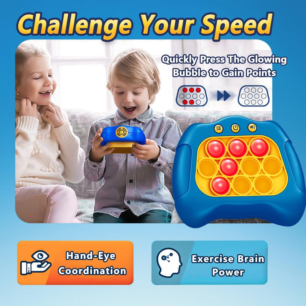 Pop Game, Light Up Fidget Toy for Kids & Adults - Blue - image 2