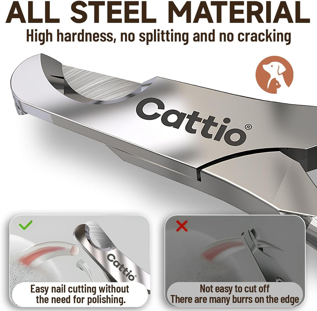 Dog Nail Clippers, All Steel Material, Built-in Spring - Matte Pet Nail Clipper - image 2