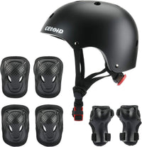 Kids Bike Skateboard Helmet Pad Set - S(18"-20.5"/ 2 -7years) / Black