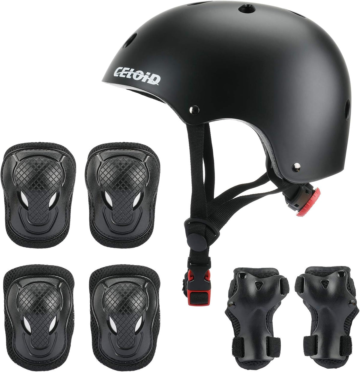 Kids Bike Skateboard Helmet Pad Set - S(18"-20.5"/ 2 -7years) / Black