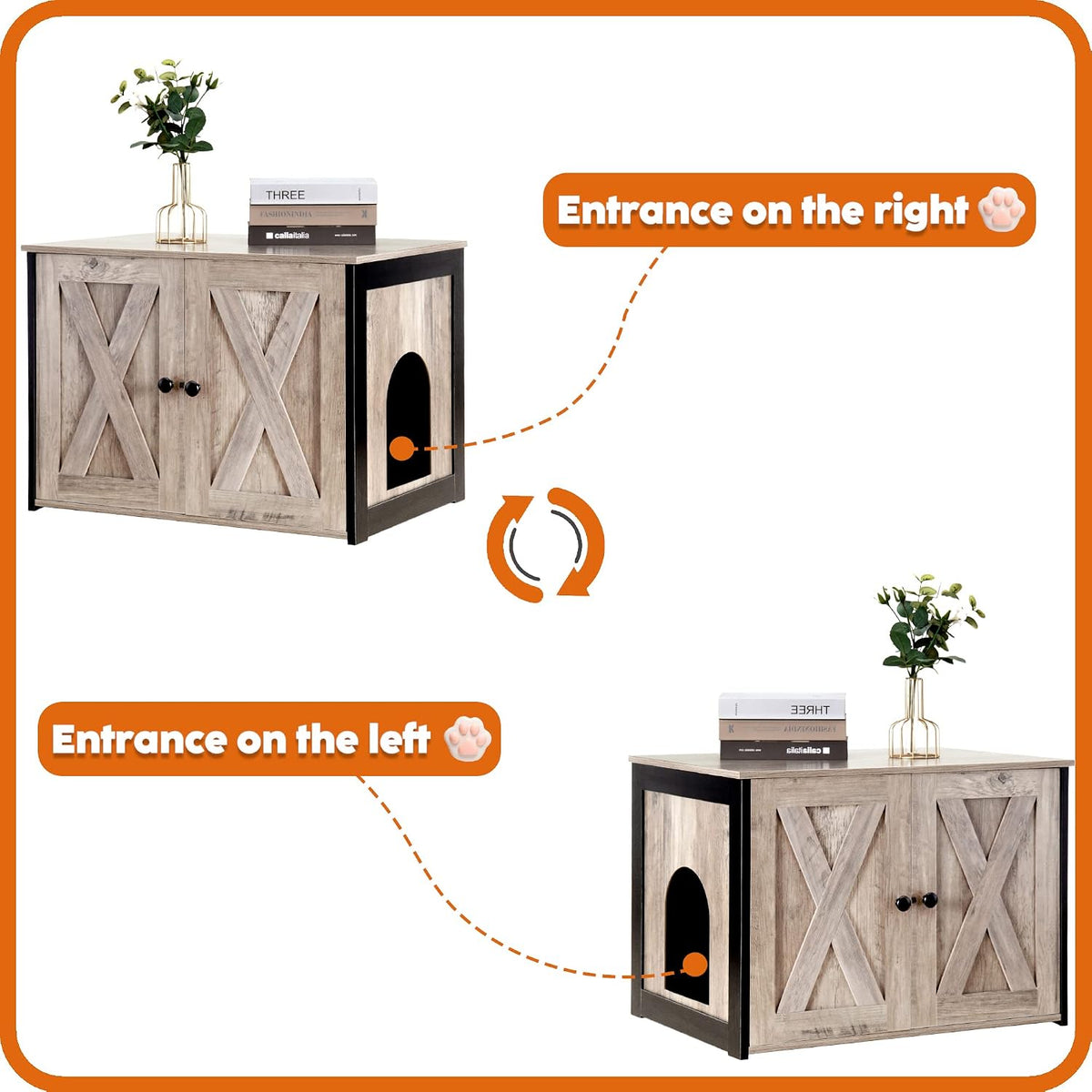 Cat Litter Box Enclosure, Hidden Litter Box Furniture - Greige - image 4