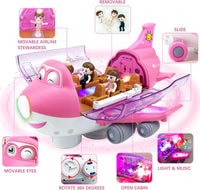 Ynybusi electric airplane toy for toddlers in pink with passengers, flight attendants and lights - view 5