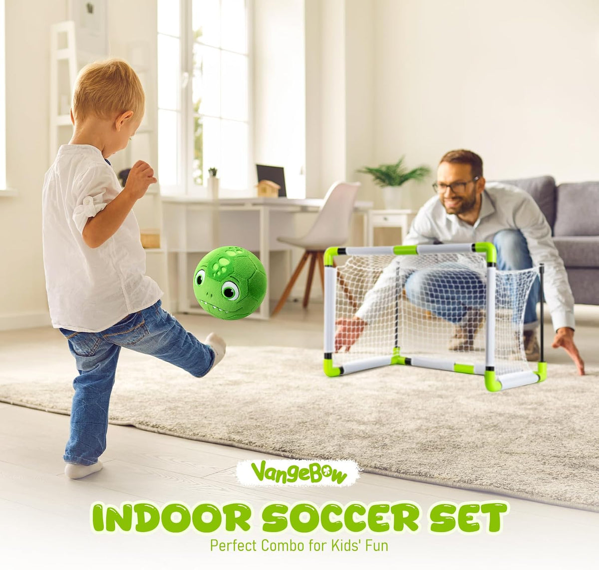 VangeBow Silent Indoor Soccer Ball for Toddlers - Dinosaur Ball & Goal - image 2