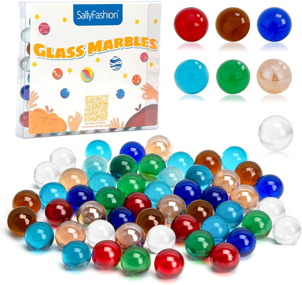 SallyFashion 75 PCS Glass Marbles Bulk - multicolor 75pcs