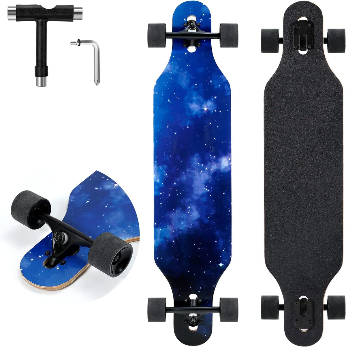 TLHB 41 inch drop through longboard skateboard with 9-ply maple deck and PU wheels - view 3