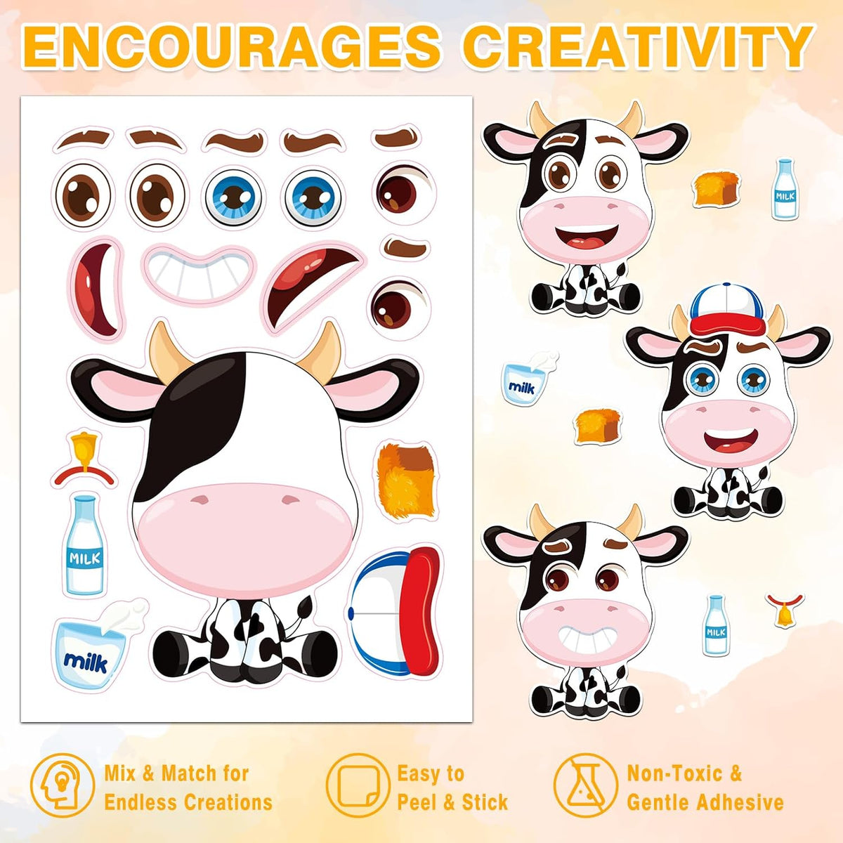 48 Fall Make-a-Face Sticker Sheets for Kids - Cute Animals - image 4