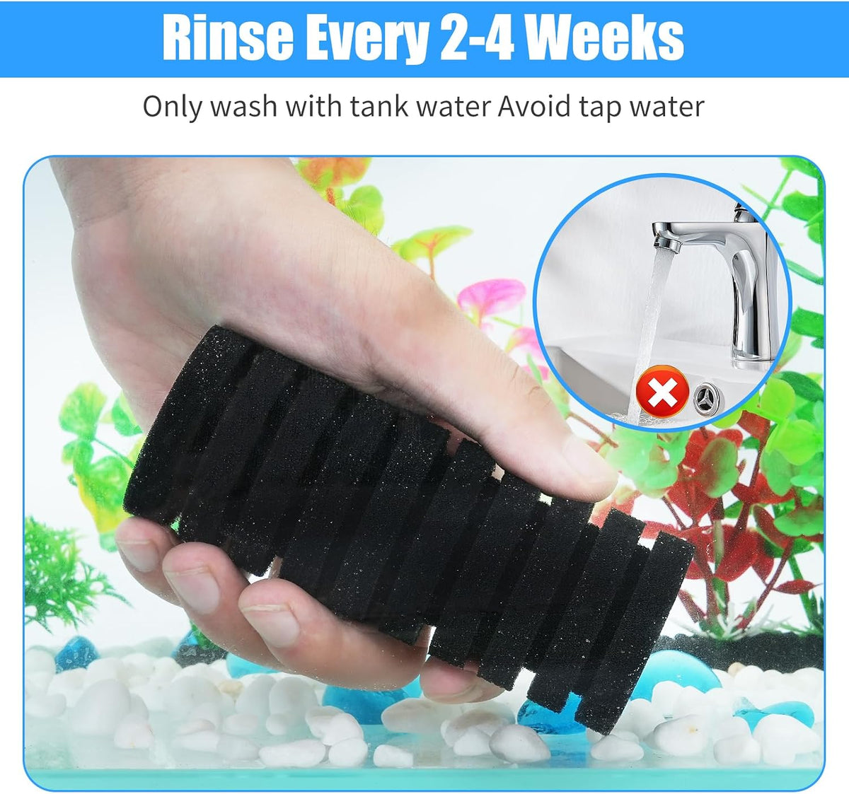 AQUANEAT Aquarium Air Powered Sponge Filter with Ceramic Media Balls - Large - image 4