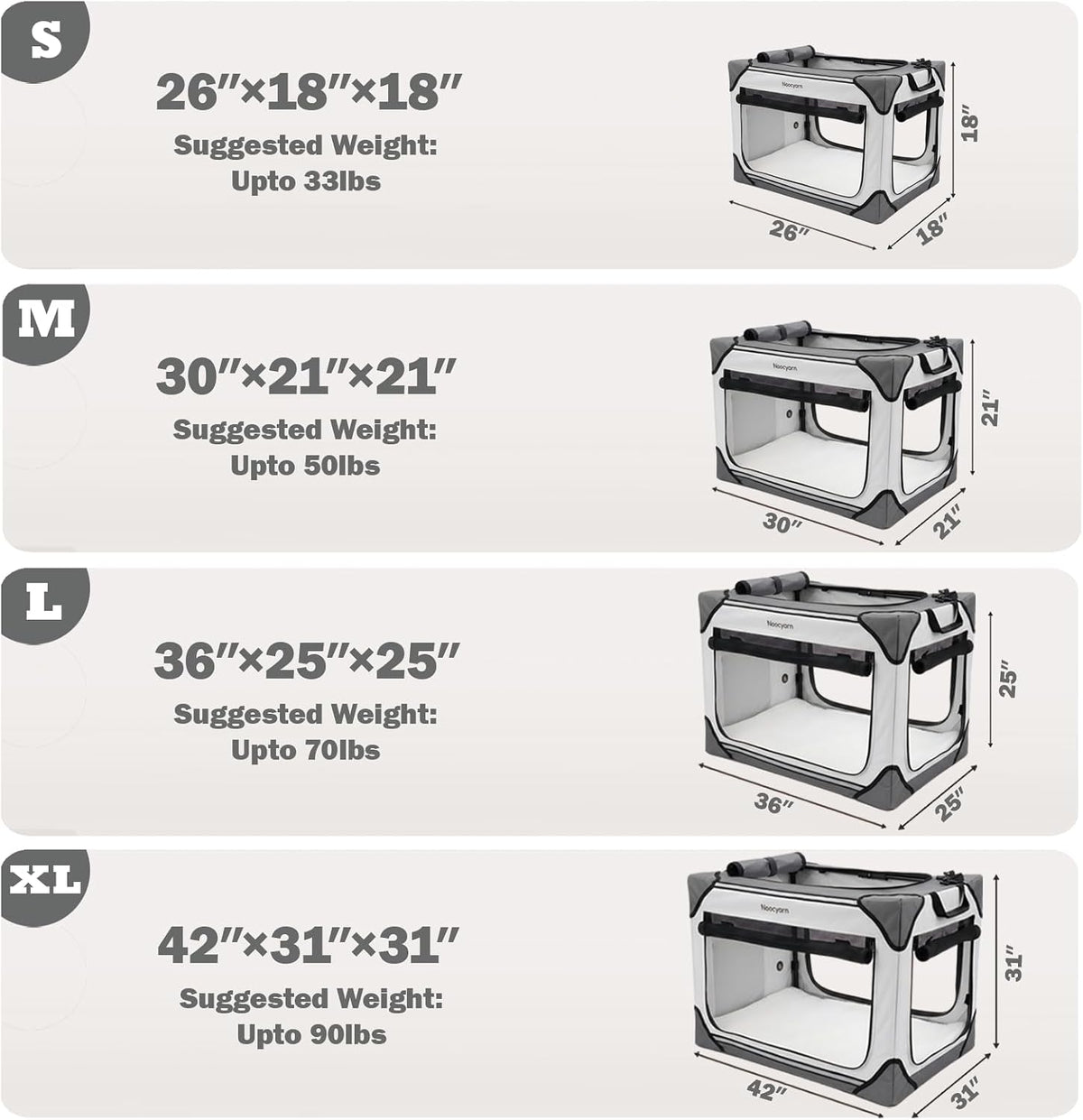 Collapsible Dog Crate for Large Dogs 36 Inch - Light Grey / 30.0"L x 21.0"W x 21.0"H - image 2