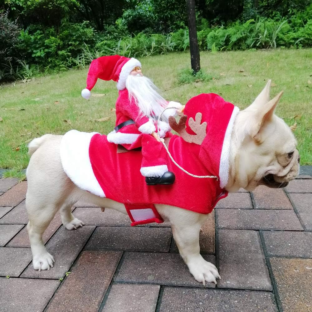 Santa Dog Costume, Dog Christmas Outfit, Riding Pet Costume - Santa / M(Neck:11.8-15" Chest:18.1-22.4") - image 2
