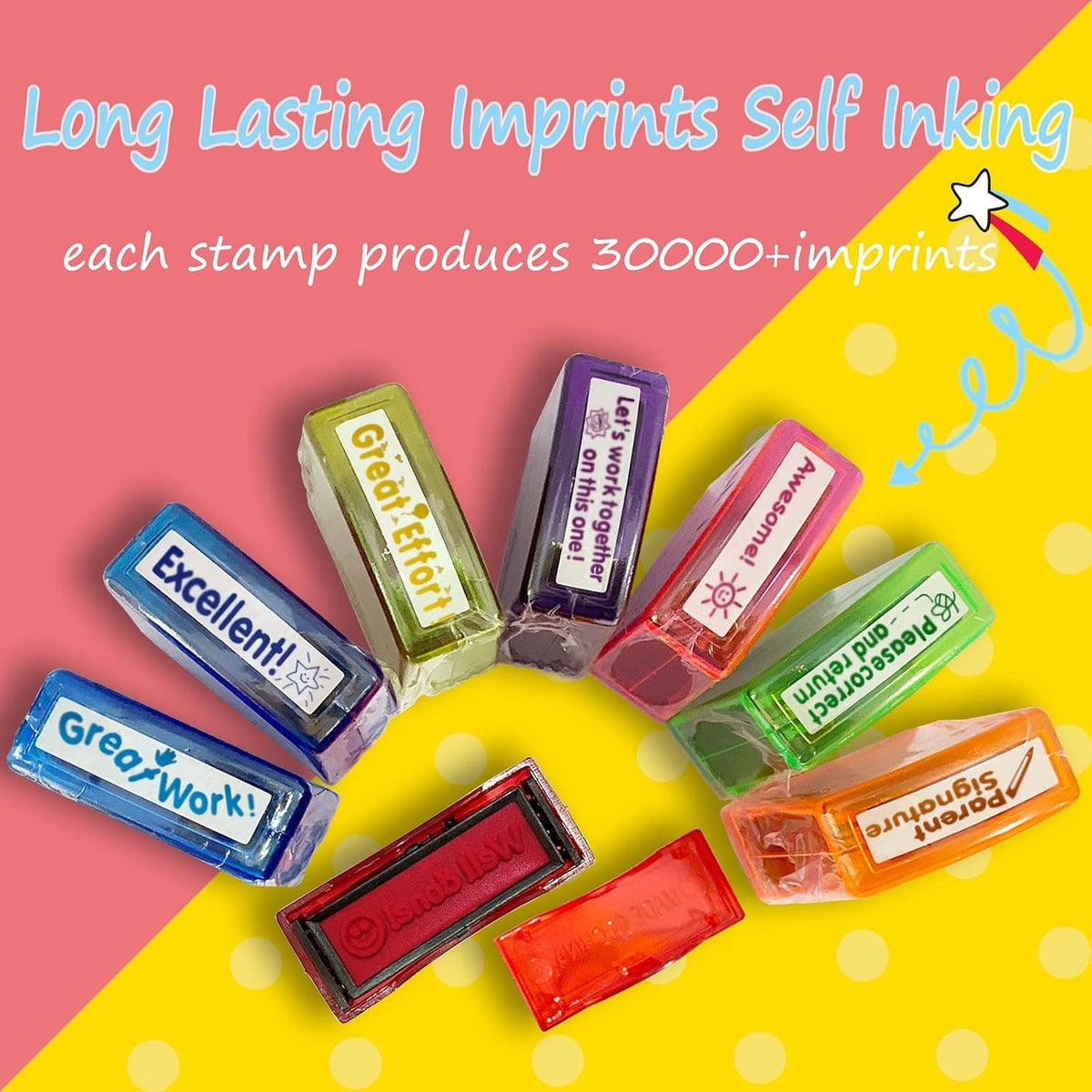 Teacher Stamps for Grading Classroom - Rainbow - image 4