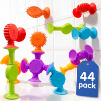 BUNMO Bath Toys Suction, Connect, Build, Create - Sensory Textured - 44 Pk