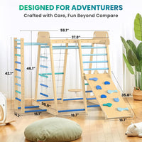 BlueWood Upgraded Indoor Jungle Gym 9-in-1 Playground Kids Climbing - Blue / 9-in-1 - image 2