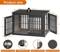 48" Heavy Duty Dog Crate Furniture for Small,Medium and Large Dogs,Rustic Wooden Dog Cage Kennel Indoor Furniture with Waterproof Top,Decorative Pet House Side End Table (Black)