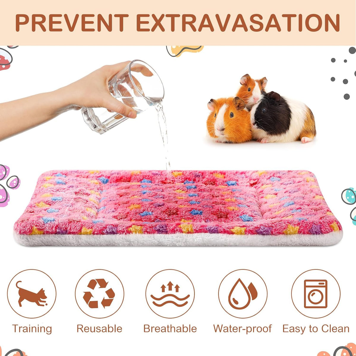 Haull 4 Pcs Waterproof Guinea Pig Bedding Mat, 13 x 10 - Stars / 13 x 10 Inch - image 2
