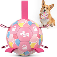 QDAN Dog Soccer Ball Toy with Strap - Pastel Pink / Medium Size 2