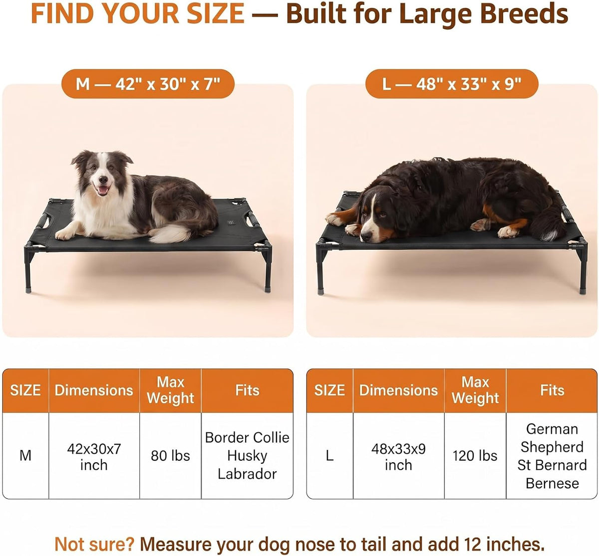 Petsfit 48 Inch Elevated Dog Bed for Large Dogs - M-42" - image 2