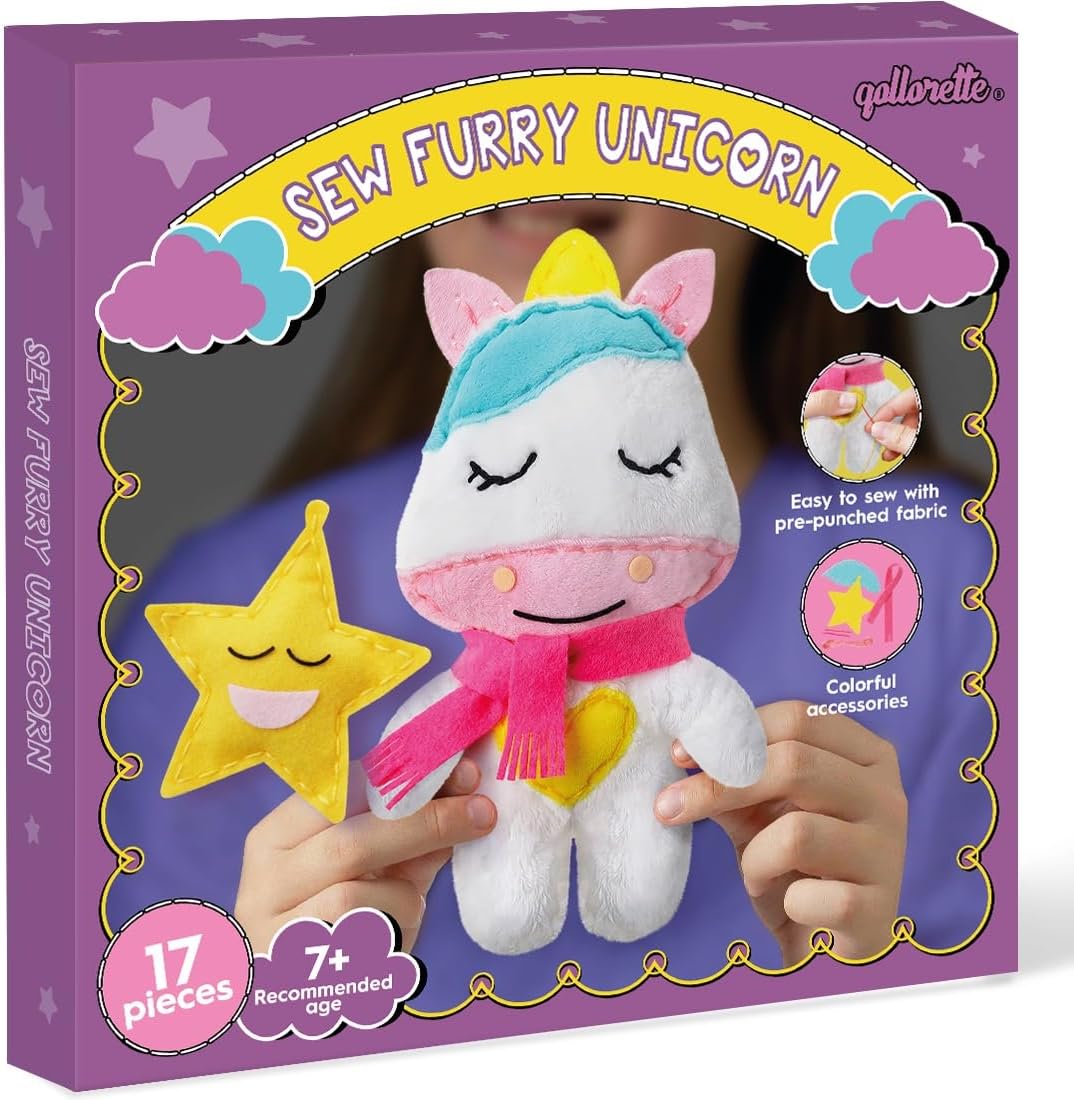 Qollorette felt sewing kit for kids with a handmade kitty stuffed toy and outfits - view 3