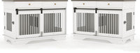 Dog Furniture Crate, 47" Large Dog Crate Furniture w/ 2 Storage Draws & Removable Divider for Large/Medium/Small Dogs (White, Double Cage)