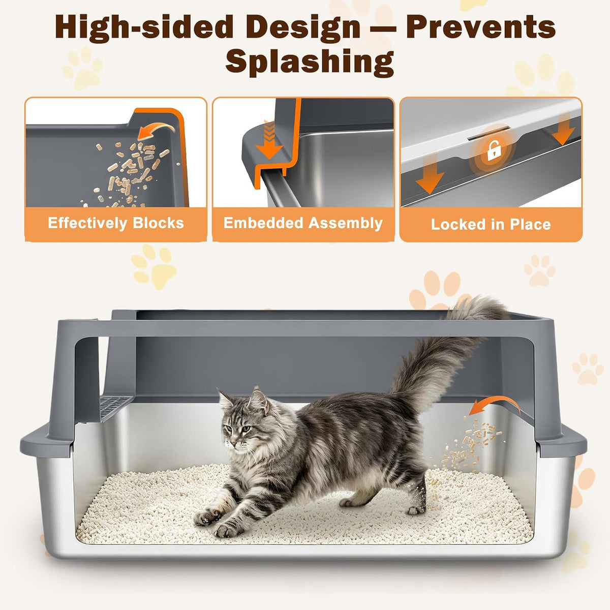 AIPERRO Stainless Steel Litter Box with Lid - Dark Grey / XXX-Large - image 2