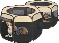EighteenTek 2-in-1 Pop Up Cat Playpen, Assembly-Free Dog Puppy Pet Playpen, Indoor Outdoor Cats Enclosed, Cat Tent House Crate Cage, Portable & Foldable Playpen for Kittens(No Divider, Unified Space)