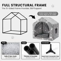 Indoor Dog House with Frame, Cute Dog Tent Bed with Cover Cave - Medium ( 17" × 17" × 17" ) / Gray with flannel - image 4