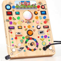 RichBoy Busy Boards, Lights Switch-Style, Wooden - School 7.8" x 6.5"