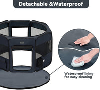 PETSFIT Portable Dog Playpen 36", Removable Waterproof Mat - Blue / Medium (36"x36"x21", 2 Doors) - image 2