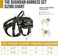 OneTigris Service Dog Vest Harness, Service Dog Cape Guardian Dog Backpack Harness with Pouches Dog Saddle Bag for Small Medium and Large Dogs (Black, Large)