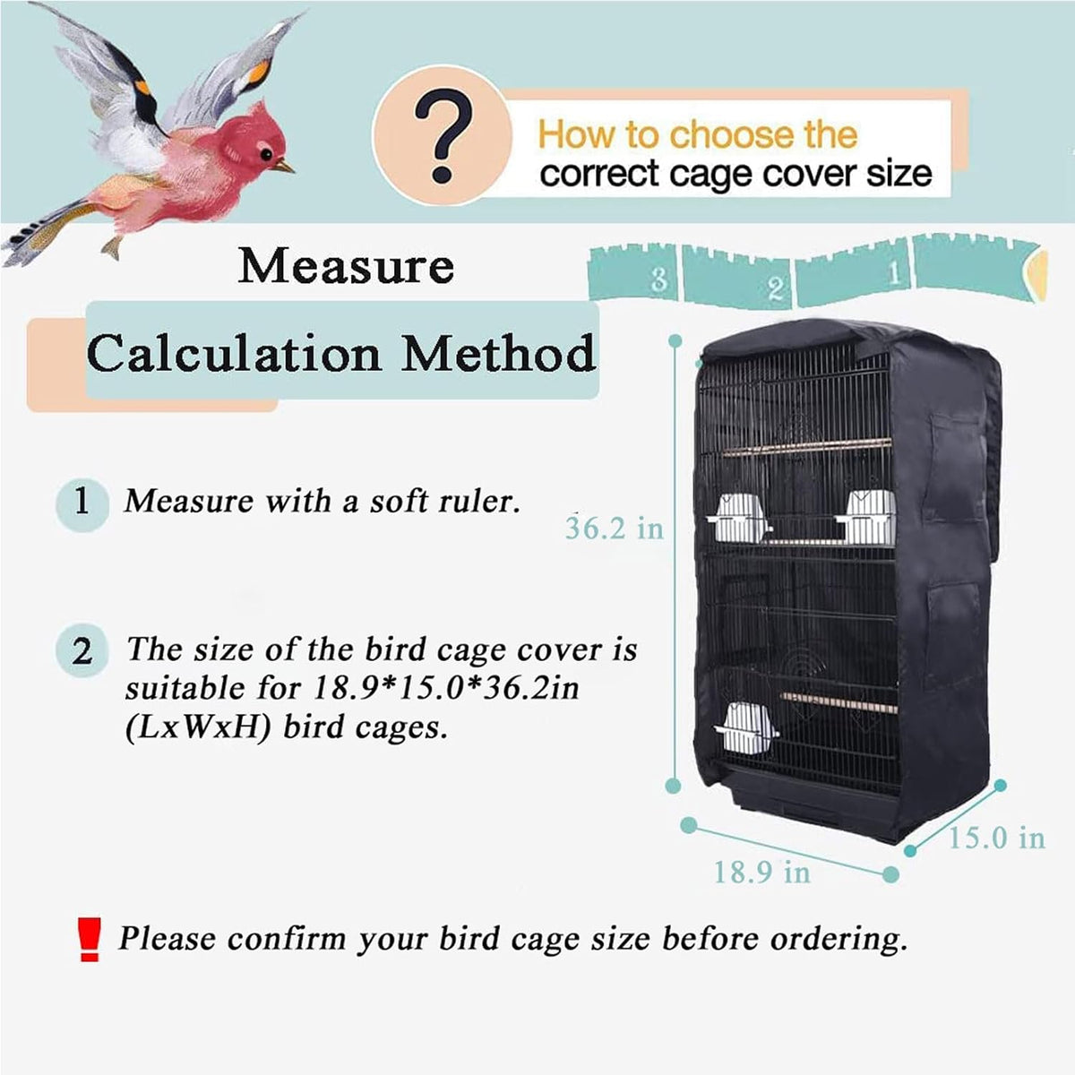 Bird Cage Cover for Night with Blackout for Parrot & Birds - image 2