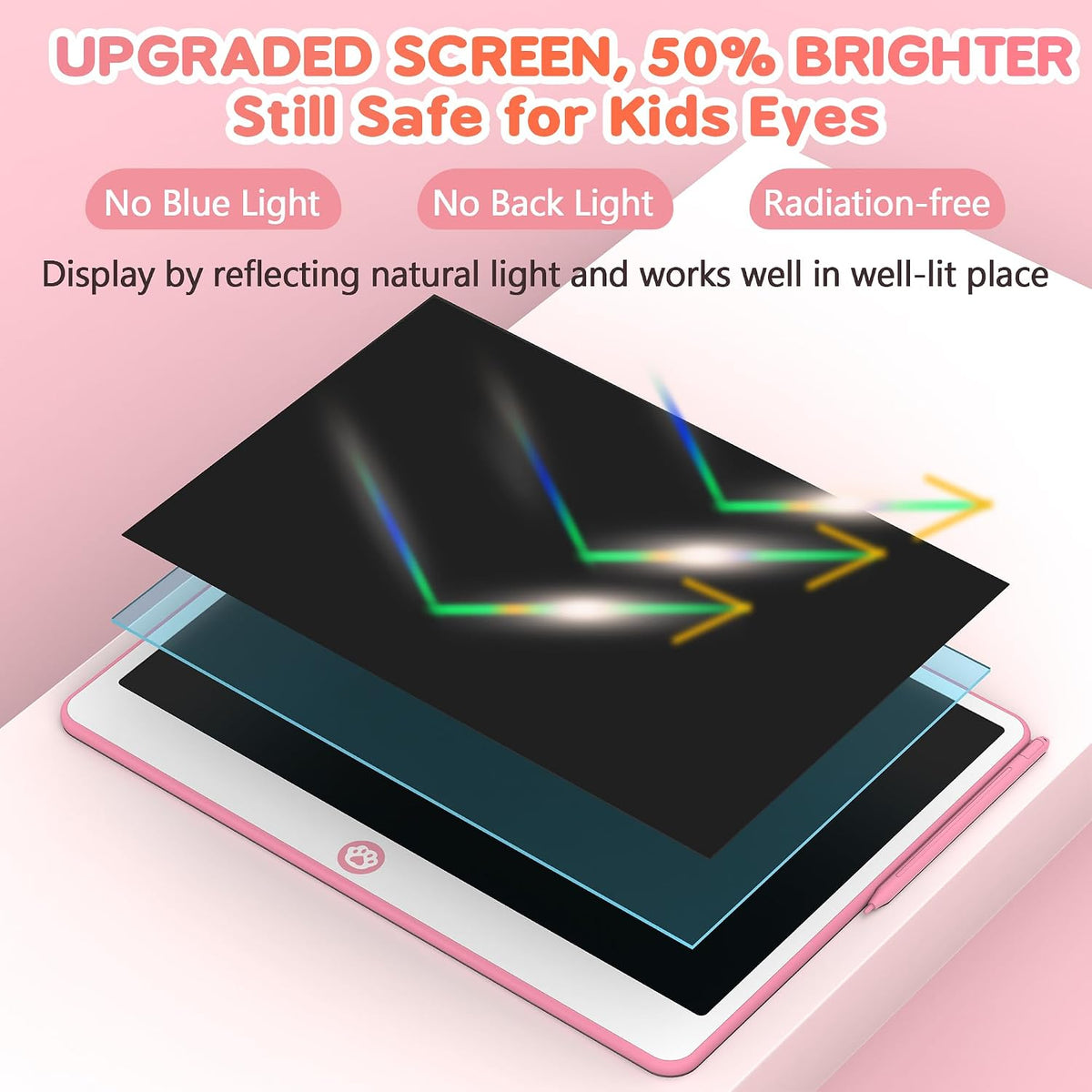 Hockvill LCD Writing Tablet for Kids 8.8 Inch - 13"W x 10"H / Pink - image 4