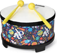 Kids Drum Set 8-Inch Wooden Drum Toys with an Adjustable Strap and 2 - 8-inch Floor Tom Drum