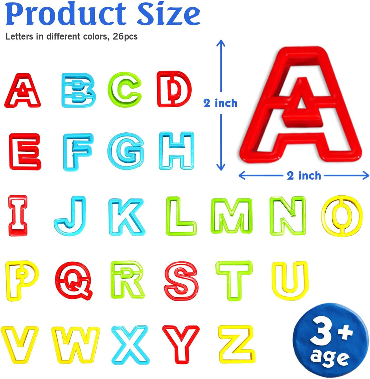 Assorted Designs Dough Extruders Set, Set of 10 - 26 Alphabet Dough Cutter Kit - image 3