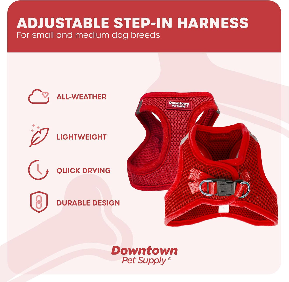 Downtown Pet Supply Step in Dog Harness for Teacup Dogs & Cats No Pull - Large / Red - image 3