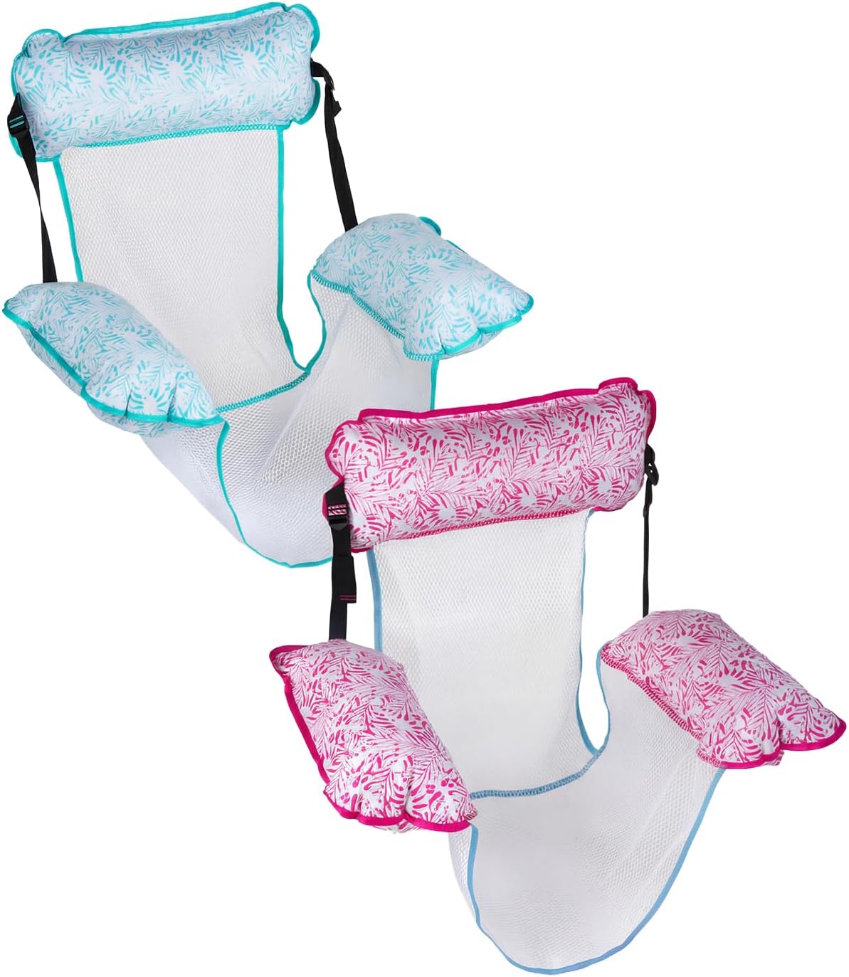 Aqua Monterey floating pool hammock chairs, 2 pack in aqua teal and beige